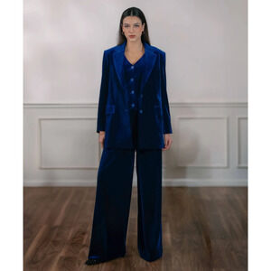 Atelier De La Hang Oversized Magestic Blue Velvet Blazer L NWT